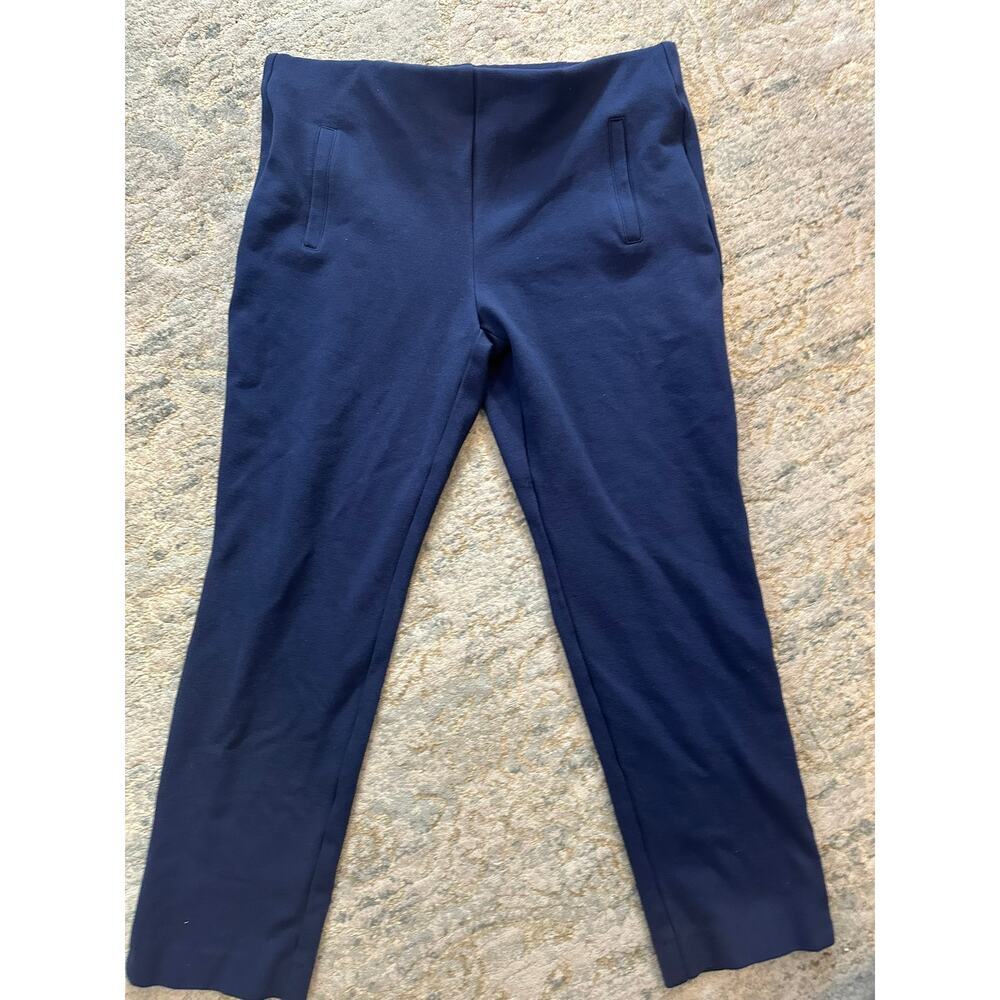 size 1(8) Chicos Ponte Pull On Pants Blue High Rise Slim Straight ankle